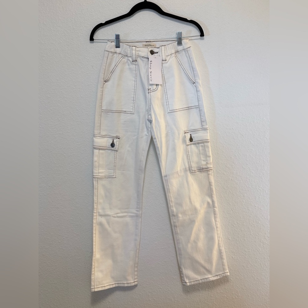NWT Shop Stevie Cargo Denim Eggwhite/cream Small